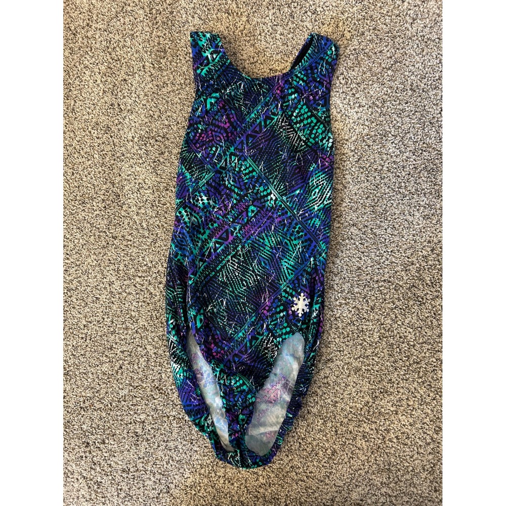 Snowflake Designs Gymnastics Leotard Adult Small Blue Purple Teal